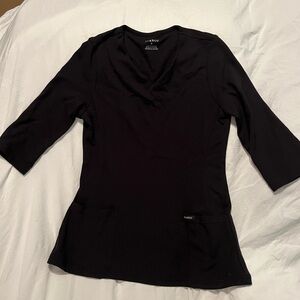 Jaanuu Women's Black Fitted Scrub Top